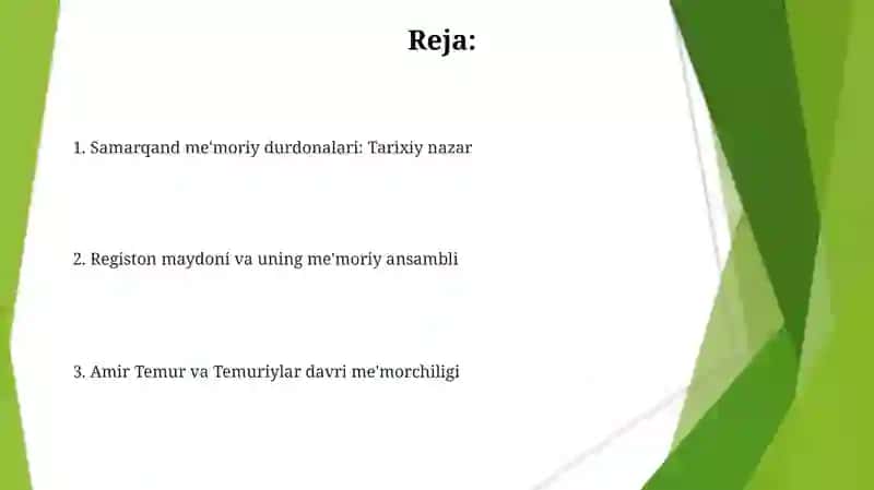 Samarqandning noyob meʼmoriy gorliklari tarixi 2