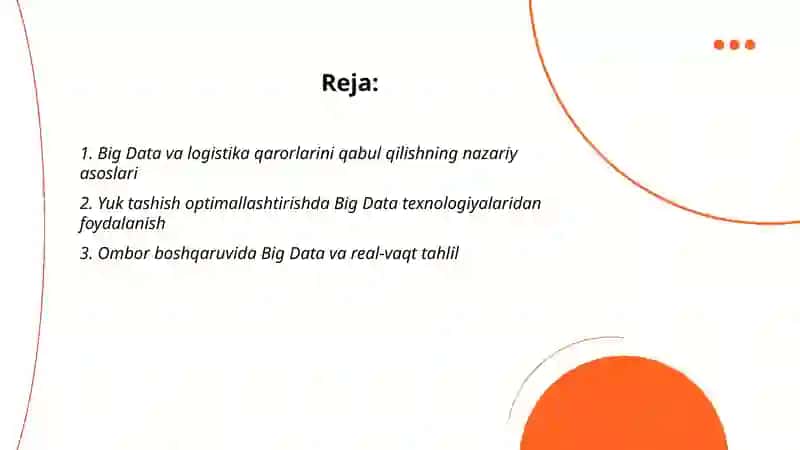 Big Data texnologiyalaridan logistika qarorlarini qabul qilishda foydalanish 2