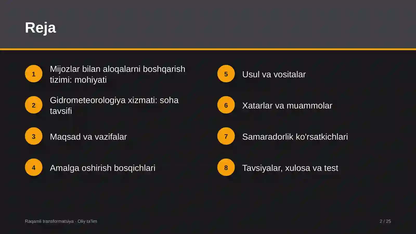 gidrometeorologiya xizmatida mijozlar bilan aloqalarni boshqarish tizimini joriy etish 4556 2
