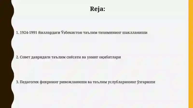1924-1991 йилларда О‘збекистонда таълим тизими ва педагогик фикрлар ривожи 2