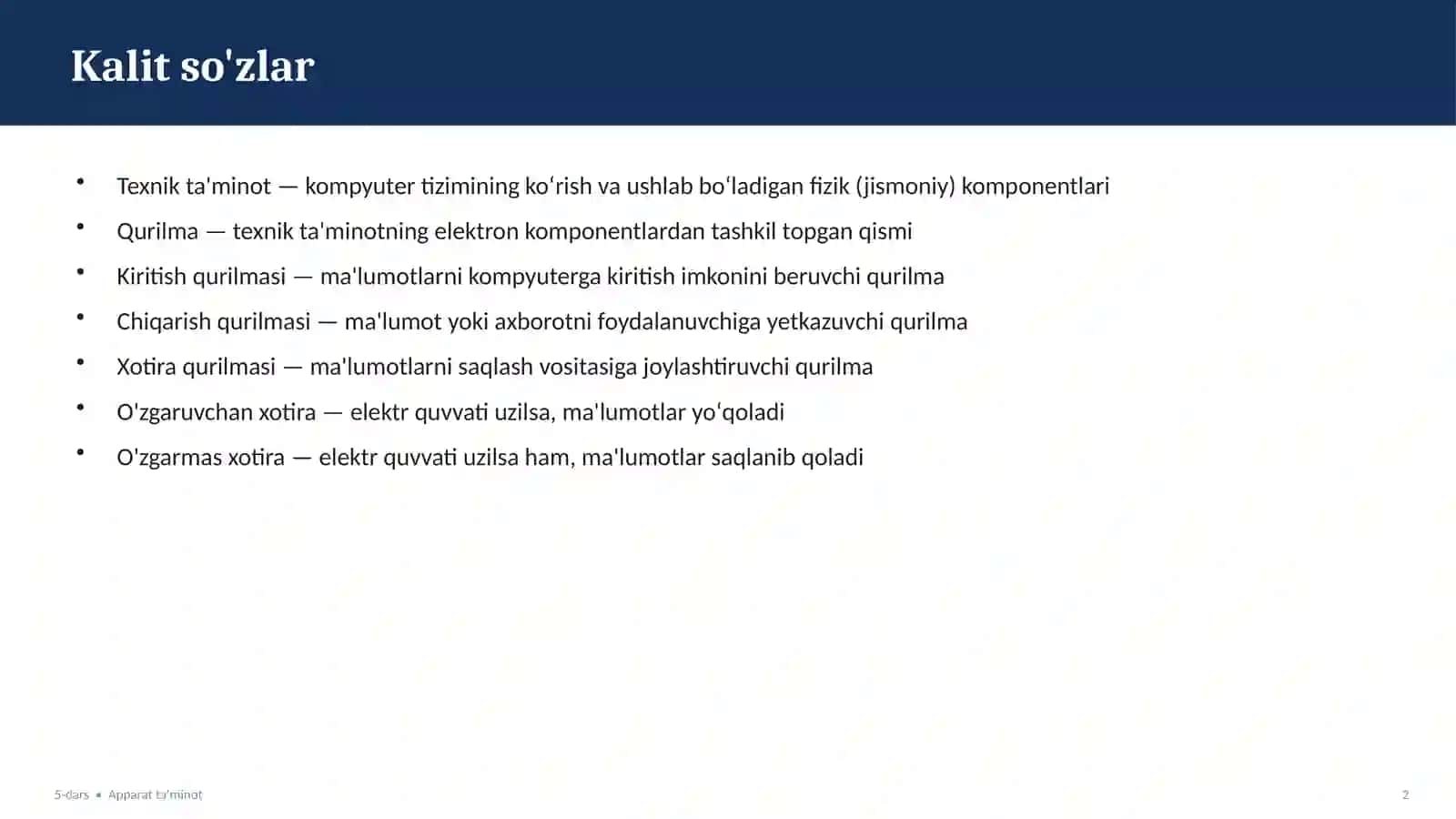 Apparat ta'minot. Ichki va tashqi qurilmalar 2