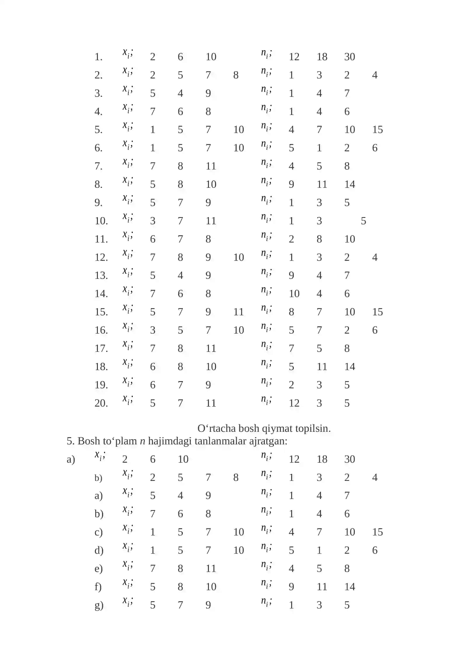 Matematik statistika va uning tadbiqiy masalalari 2