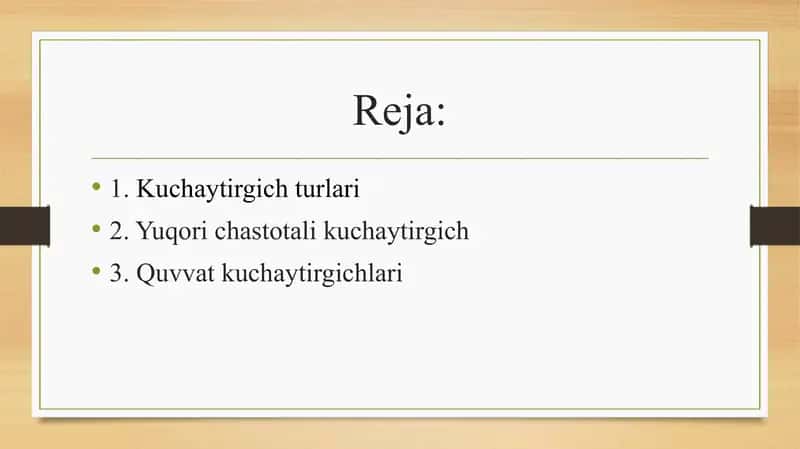 Kuchaytirgichlar. 2