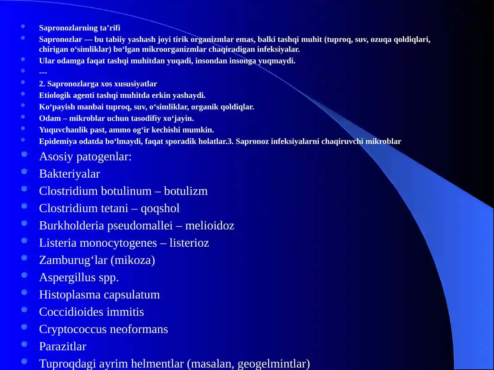 Sapronozlar kasalliklarining umumiy tavsifi 2