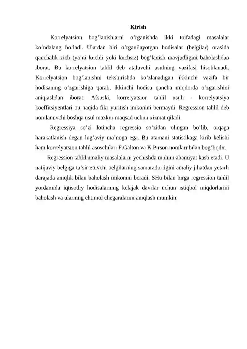 Korrelyatsion va regressiya tahlillari 2