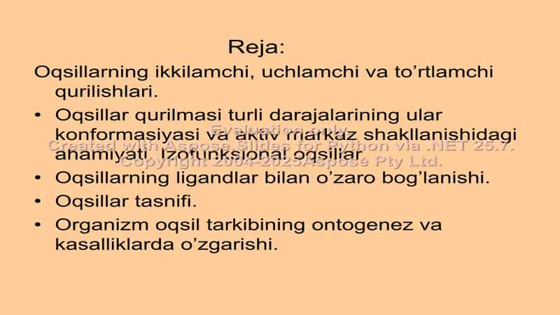 Oqsillar Funksiyalari va Ularning Fazoviy Qurilishiga Bog'liq 2