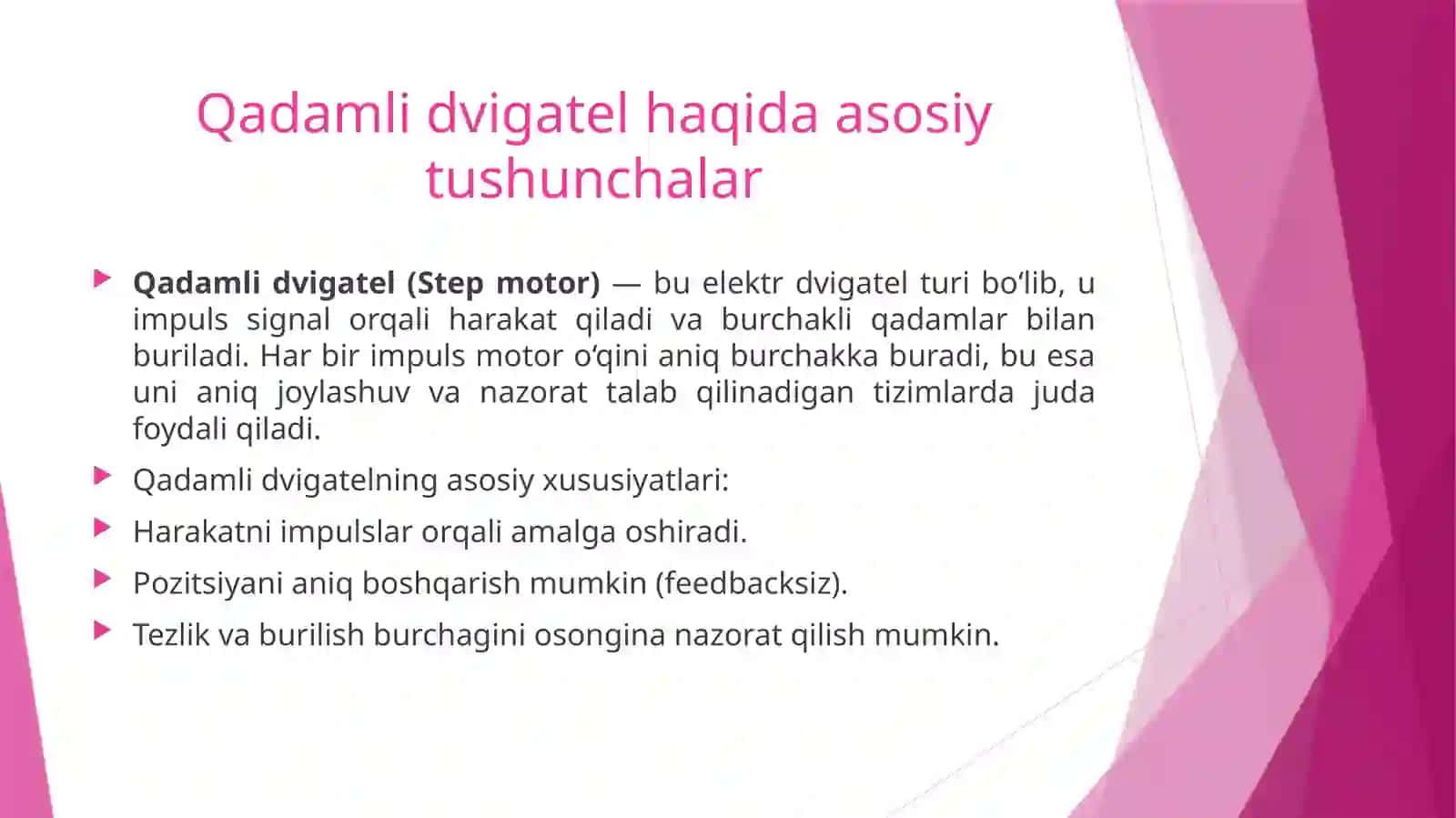 Qadamli dvigatellar va ularning turlari 2