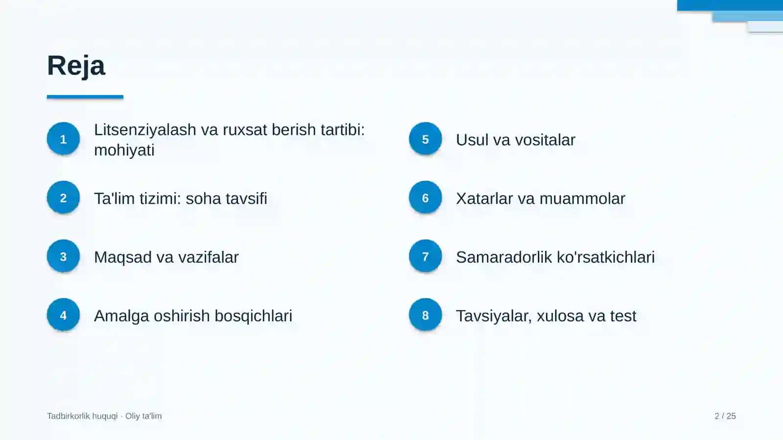 ta'lim tizimida litsenziyalash va ruxsat berish tartibi 7039 2
