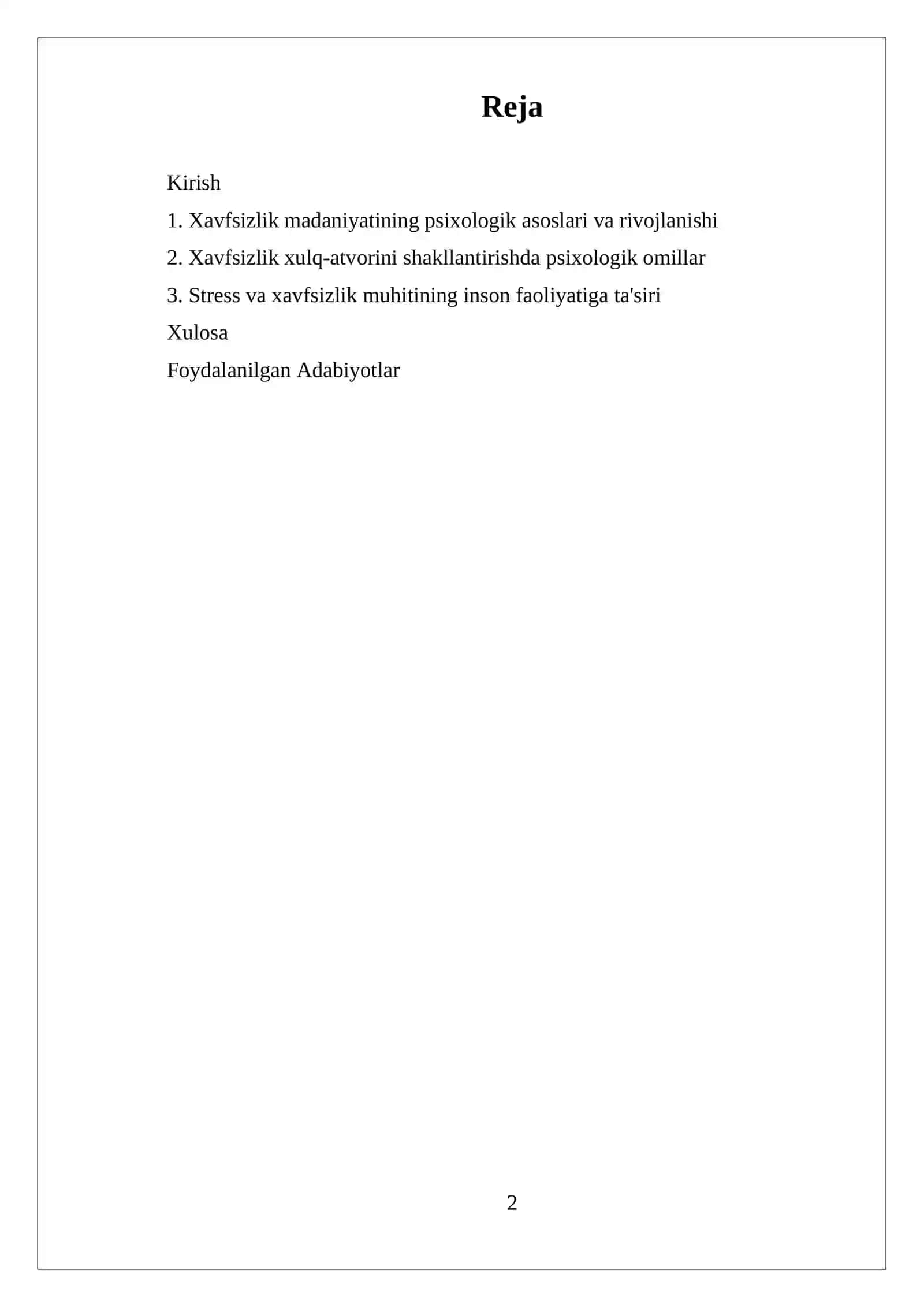 FAOLIYAT XAVFSIZLIGI PSIXOLOGIYASI. INSON FAOLIYATINI TASHKIL QILISHNING PSIXOLOGIK JIHATLARI 2