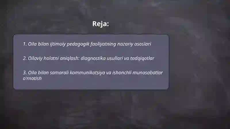 Oila bn ijtimoiy pedagogik faoliyat olib borish 2