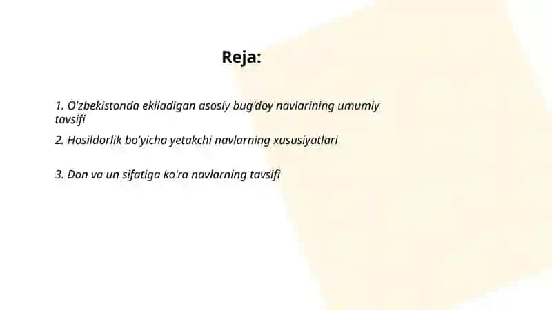 O'zbekistonda ekiladigan asosiy navlarining tavsifi 2