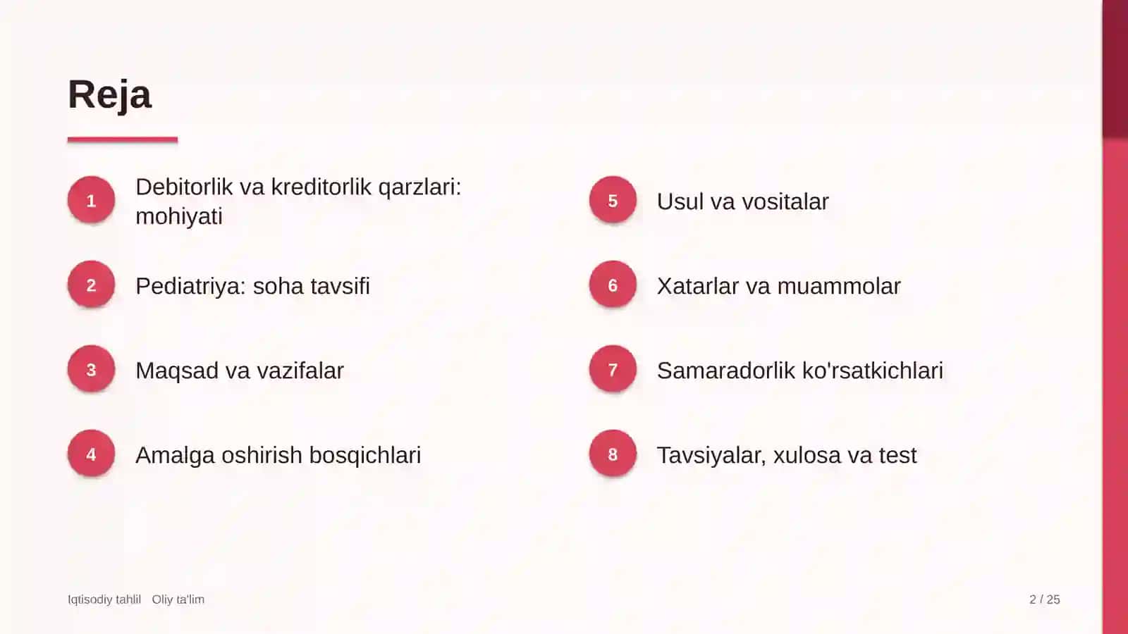 pediatriyada debitorlik va kreditorlik qarzlari tahlili 7533 2