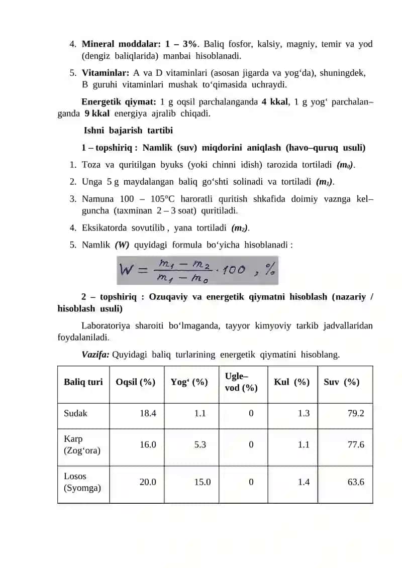 Baliqning Kimyoviy Tarkibi 2