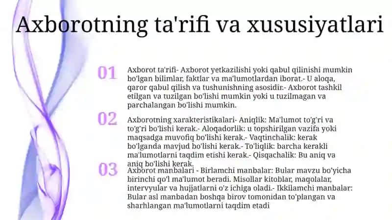 Axborot, MaʼLumot Tushunchasining Mazmun Va Mohiyati 2
