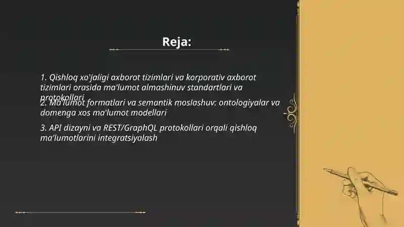 Qishloq xójaligi axborat tizimlari va Korporativ axborot tizimlar orasidagi ma'lumotlardan samarali foydalanish interfeysini yaratish muammalari 2
