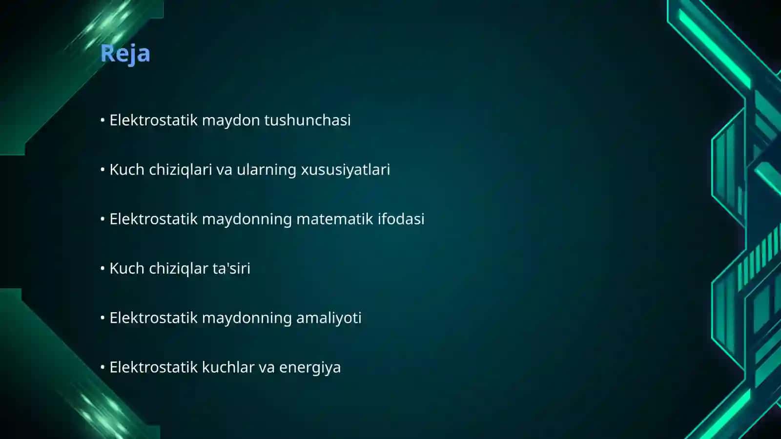 Elektrostatik maydon va kuch chiziqlari 2