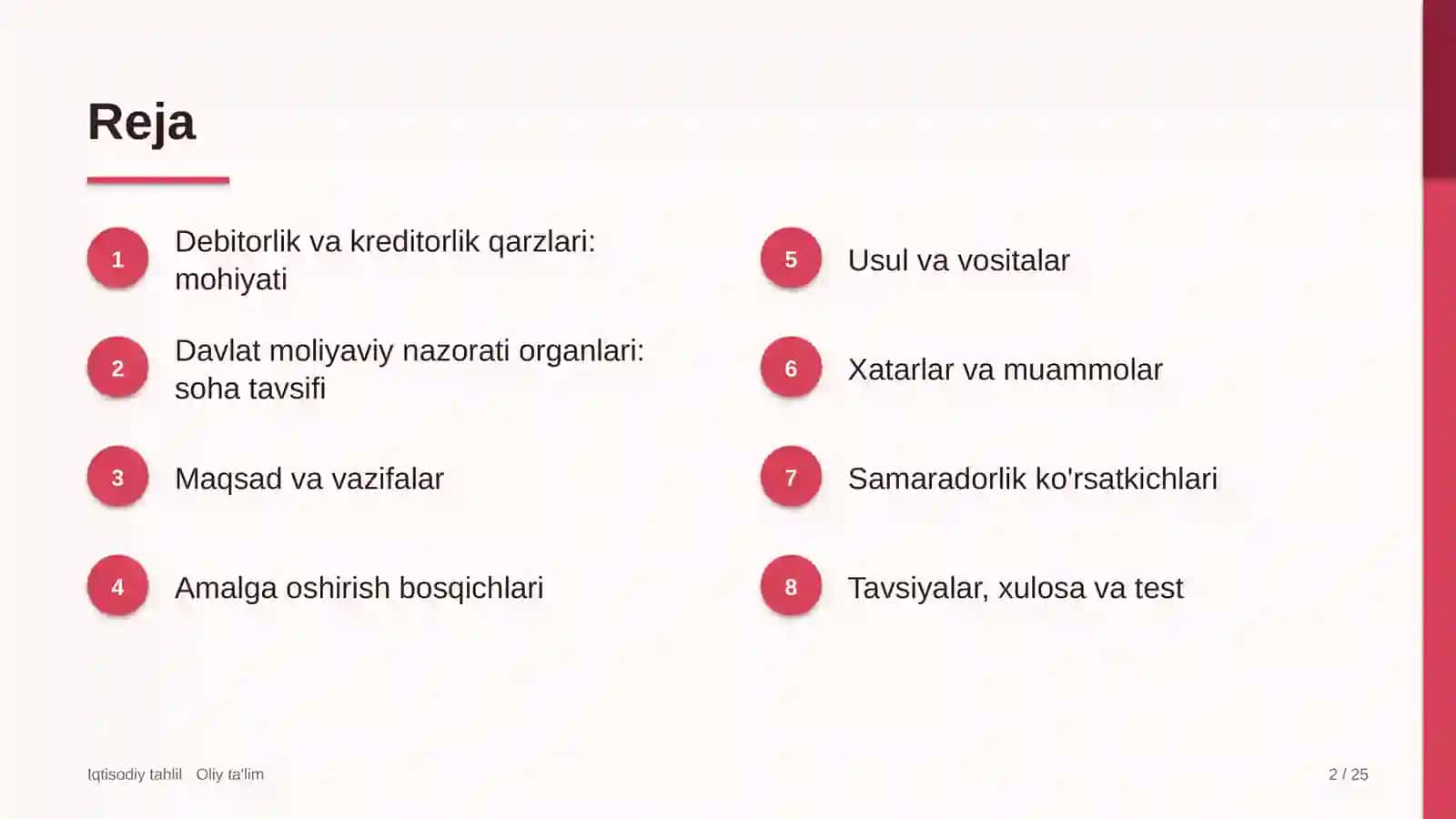 Davlat moliyaviy nazorati organlari debitorlik va kreditorlik qarzlari tahlili 2