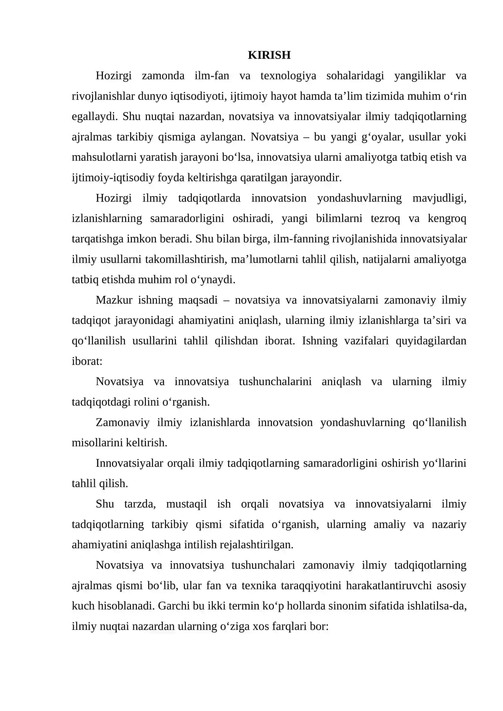 NOVATSIYA VA INNAVATSIYALAR HOZIRGI ZAMON ILMIY TADQIQOTLARNING TARKIBIY QISMI SIFATIDA. 2