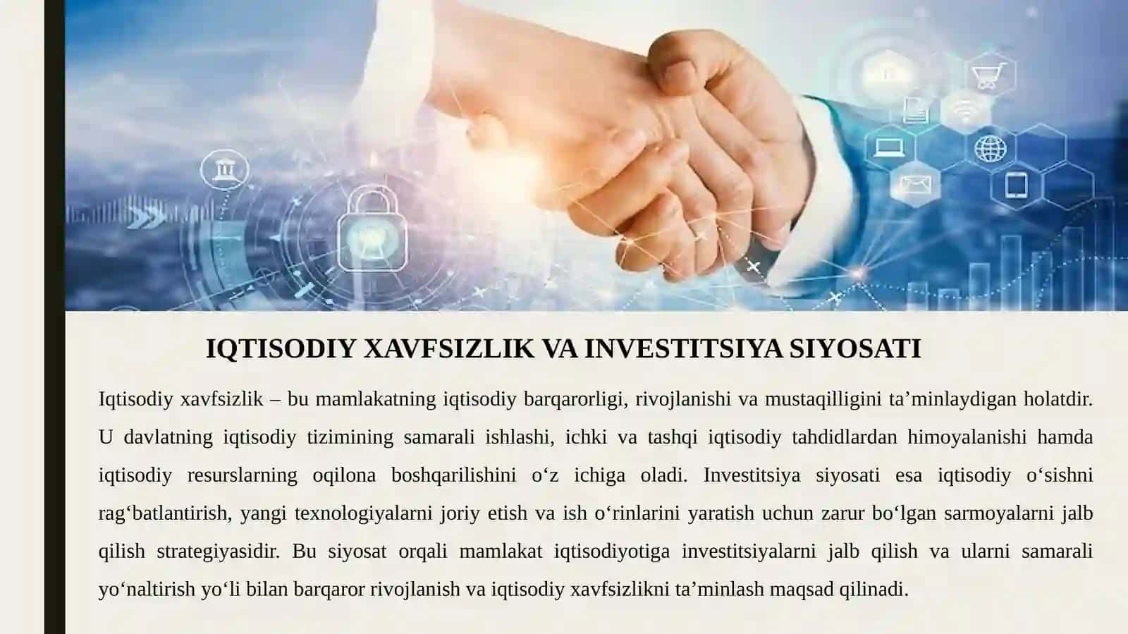 IQTISODIY XAVFSIZLIK VA INVESTITSIYA SIYOSATI 2