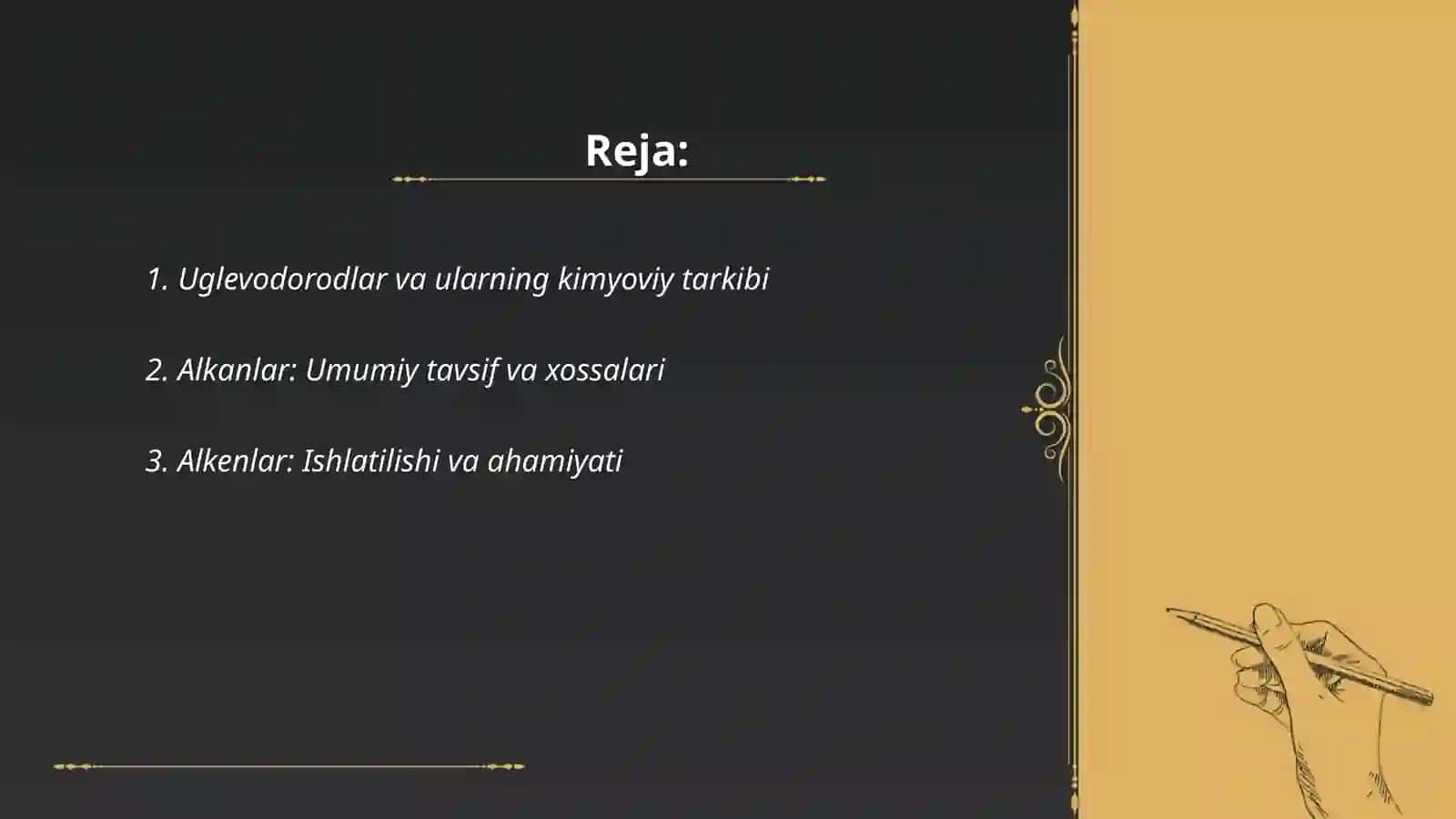 Uglevodorodlar va ularning kimyoviy tarkibi 2