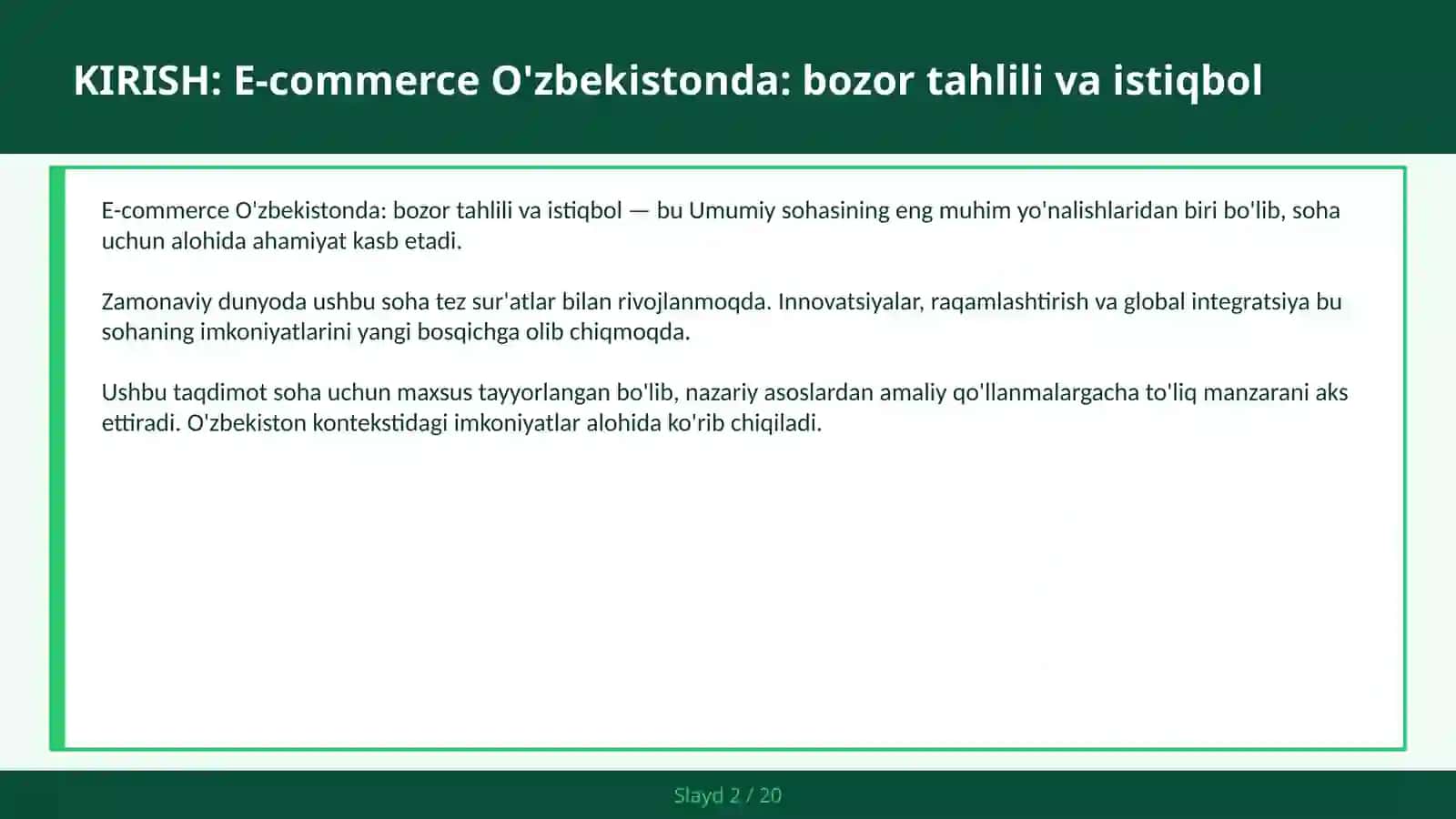 E-commerce O'zbekistonda: bozor tahlili va istiqbol 2