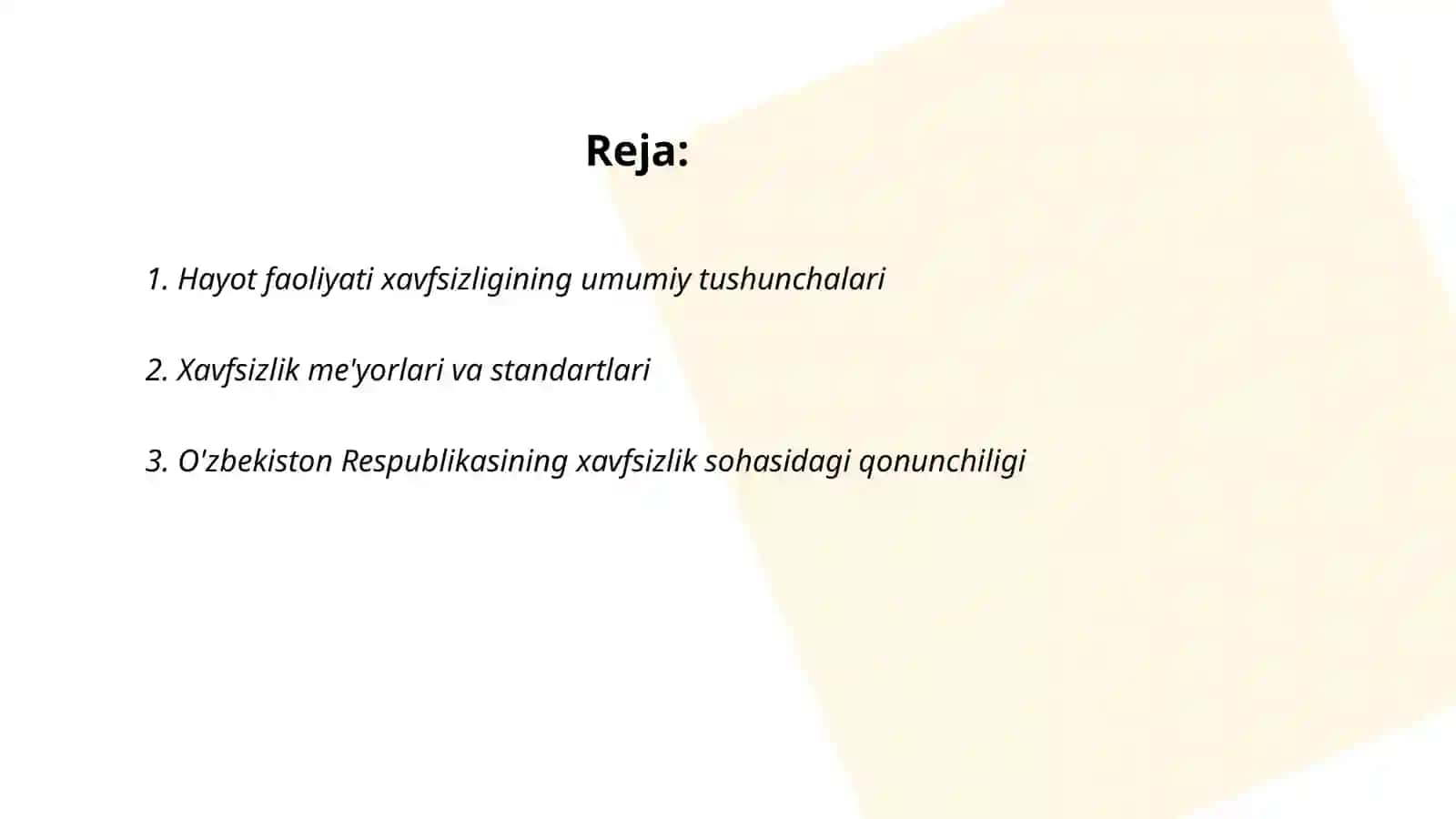 Hayot faoliyati xavfsizligi asoslarining nazariy huquqiy va tashkiliy asoslari 2