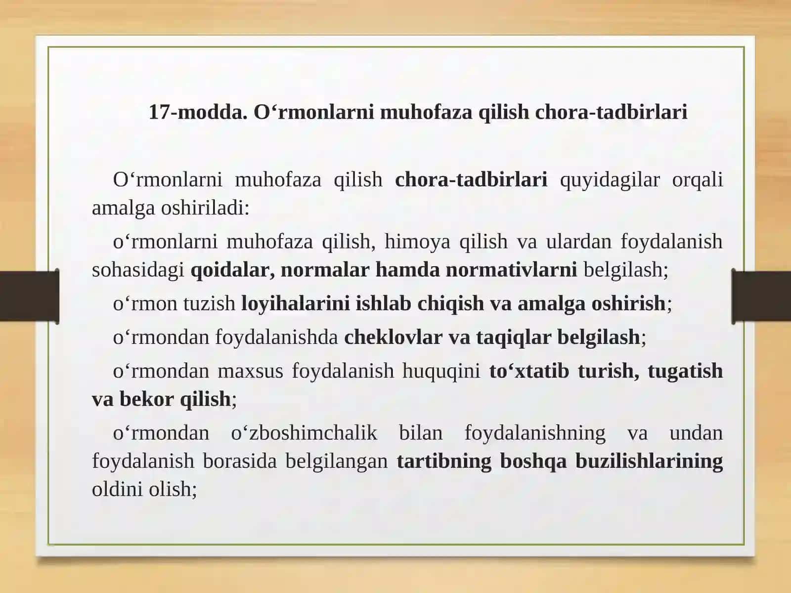 O‘RMONLARNI HIMOYA VA MUHOFAZA QILISHI 2