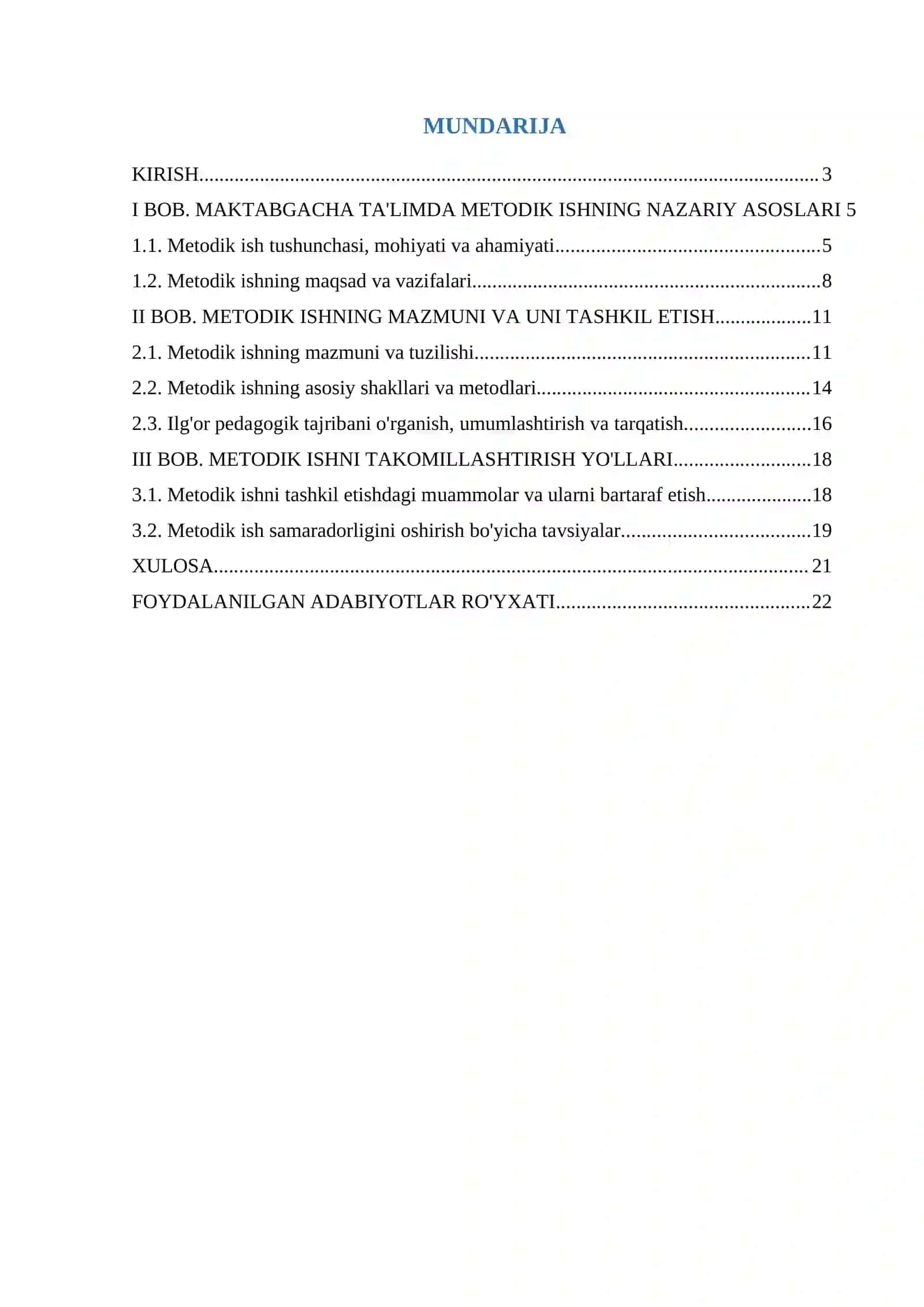 Maktabgacha ta'limda Metodik Ishning Nazariy Asoslari 2