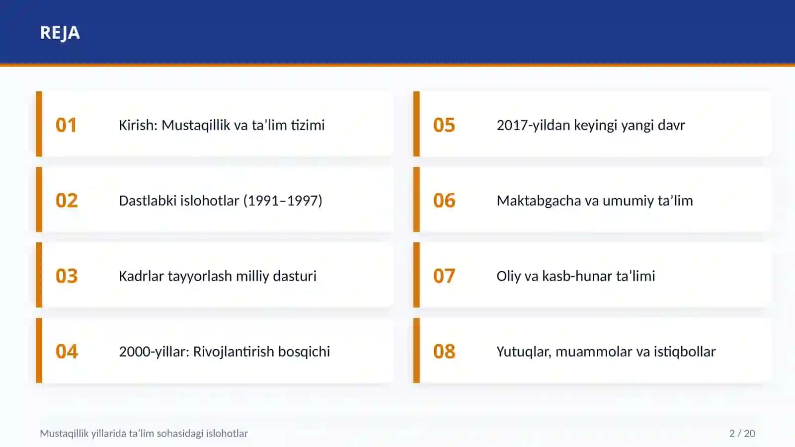 MUSTAQILLIK YILLARIDA TA’LIM SOHASIDAGI ISLOHOTLAR 2