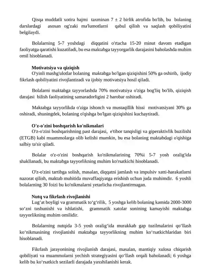 Bolaning maktabga tayyorgarligining psixologik xususiyatlari 2