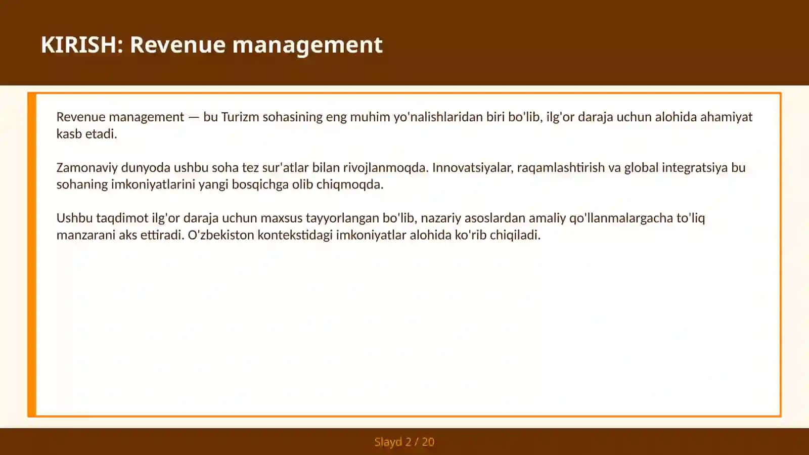 Revenue Management 2