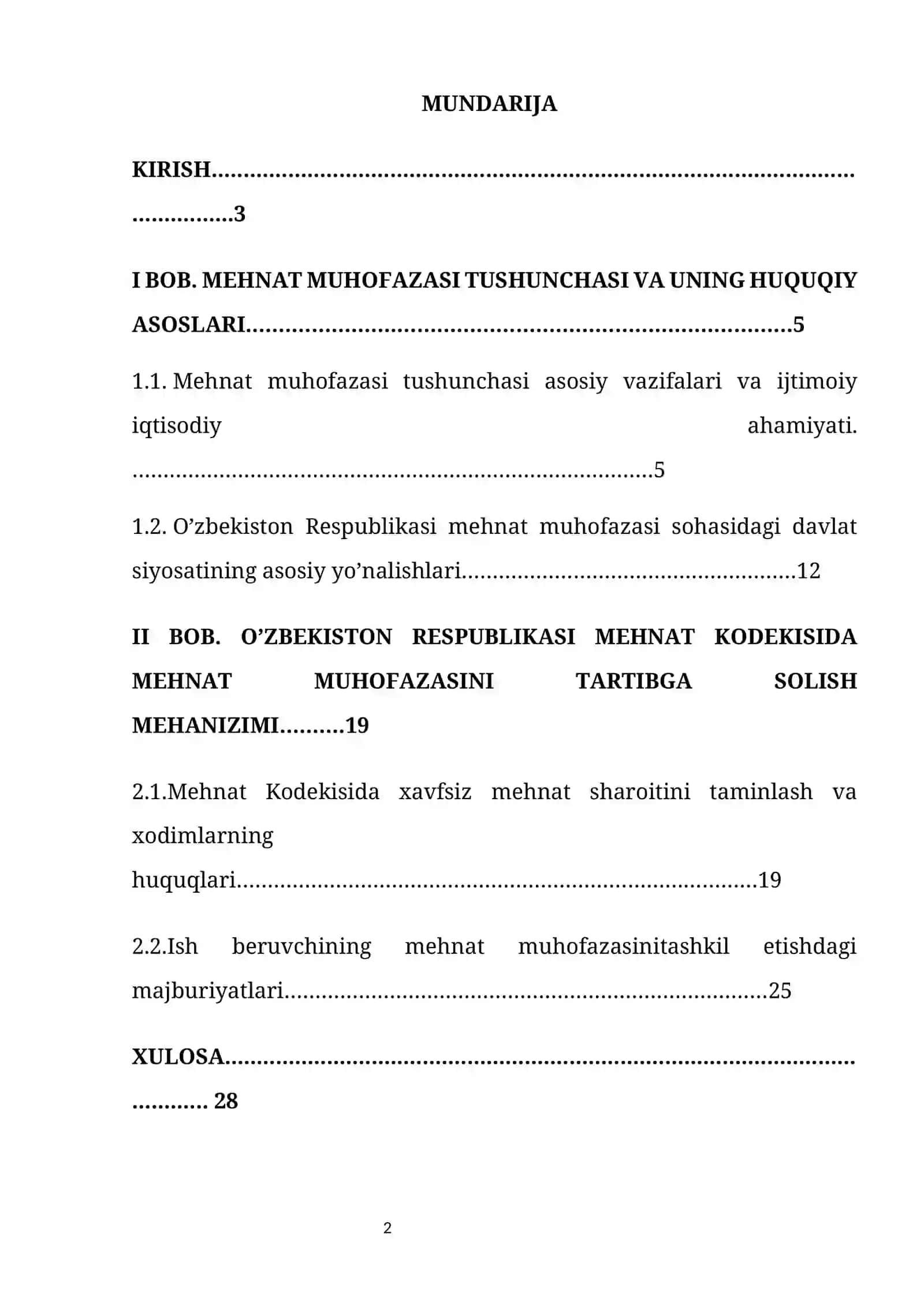 “Mehnat muhofazasi bo’yicha O’zbekiston Respublikasi mehnat kodekisining ahamiyati” 2