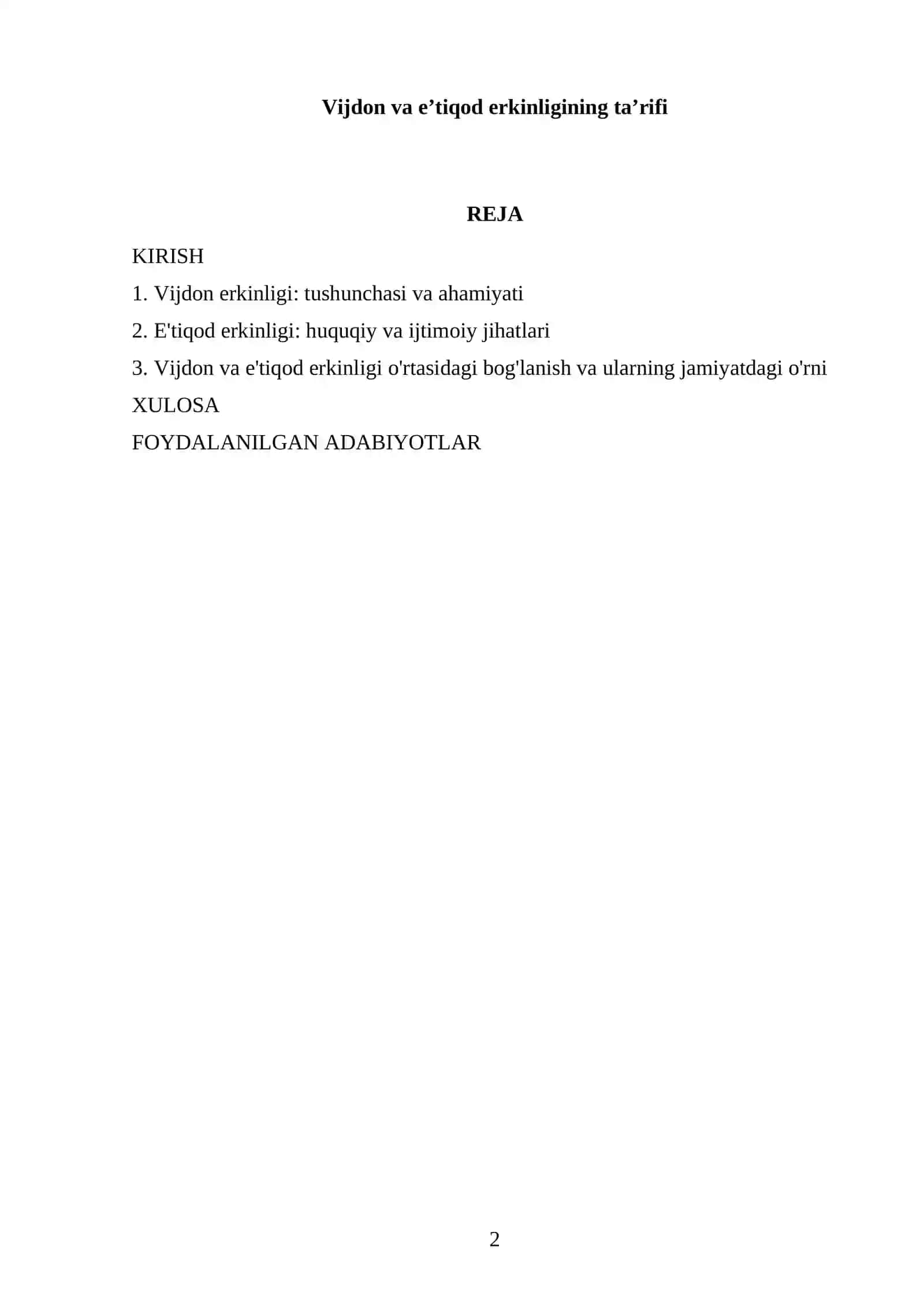 Vijdon va eʼtiqod erkinligining taʼrifi 2