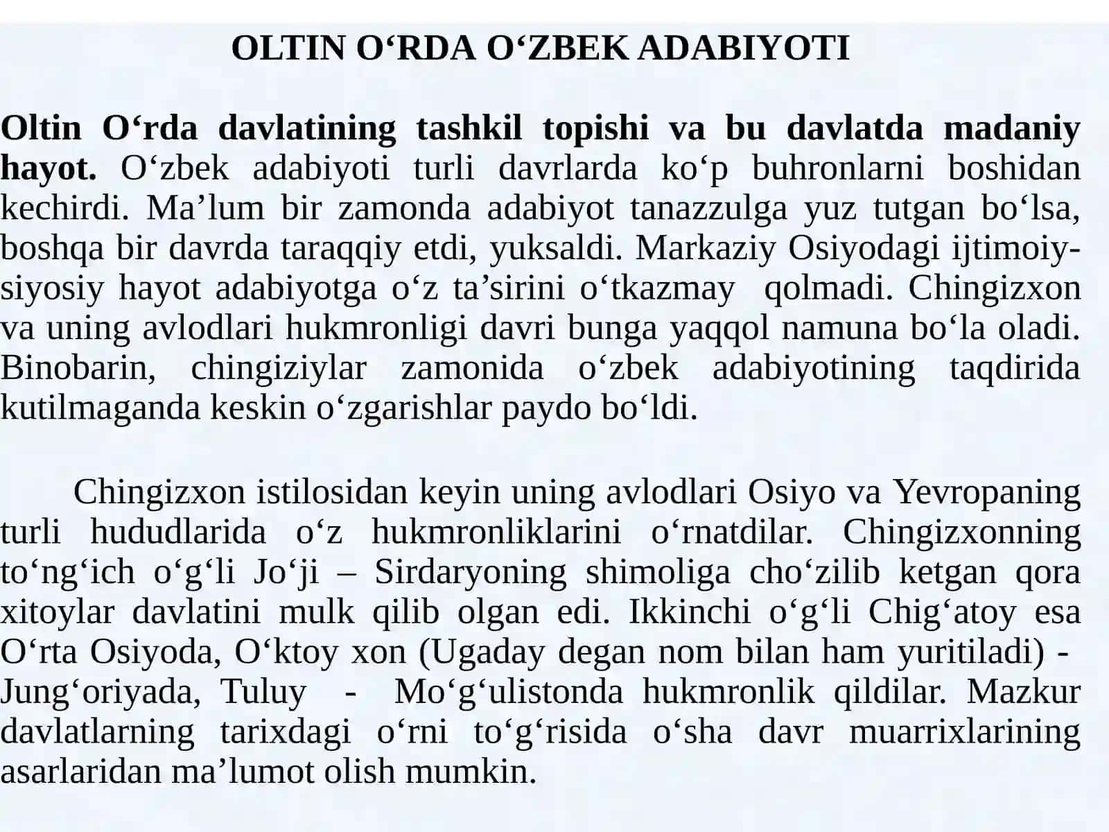 OLTIN O‘RDA O‘ZBEK ADABIYOTI(QUTB XORAZMIY “XUSRAV VA SHIRIN” ASARI) 2