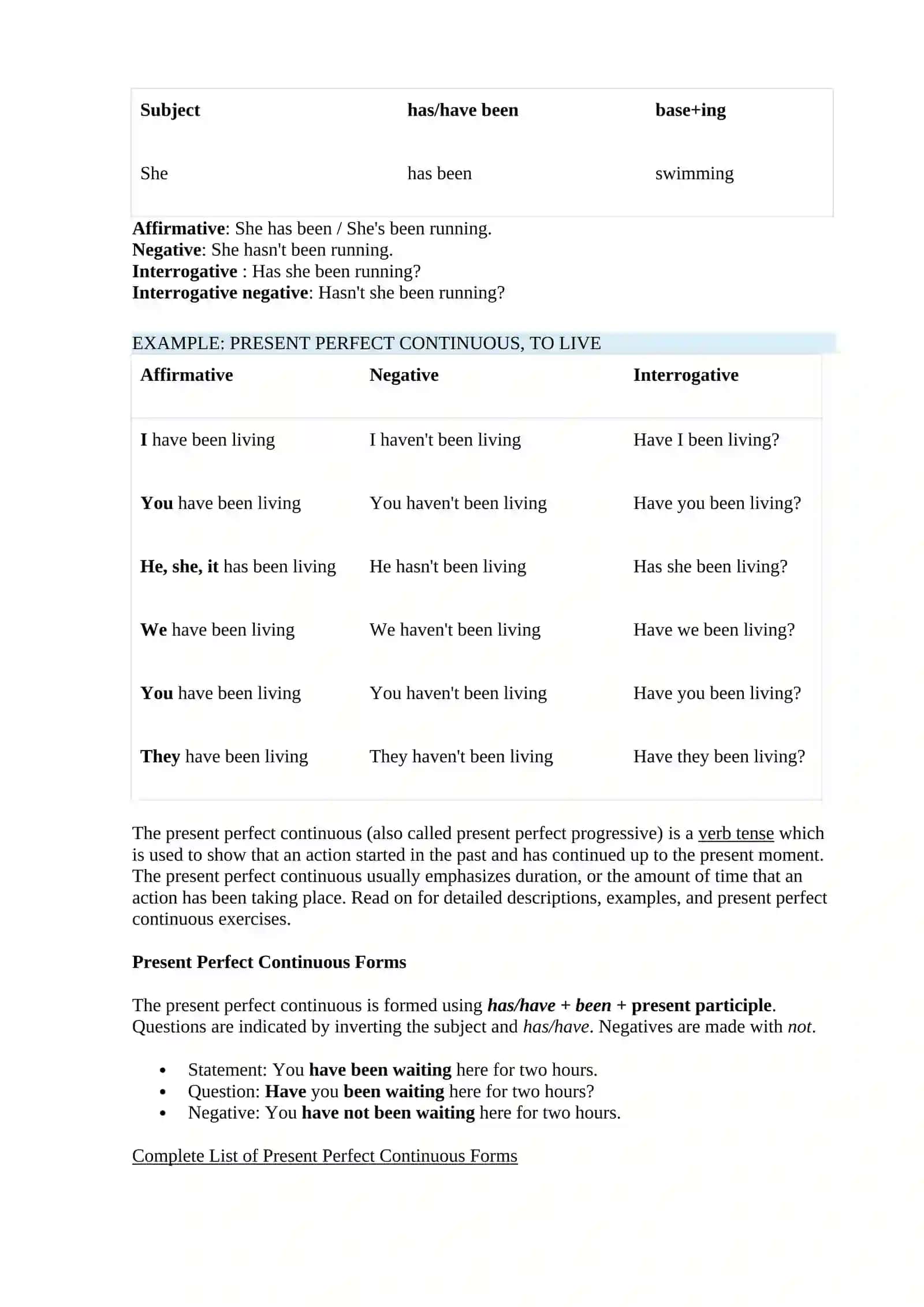 PRESENT PERFECT CONTINUOUS TENSE 2