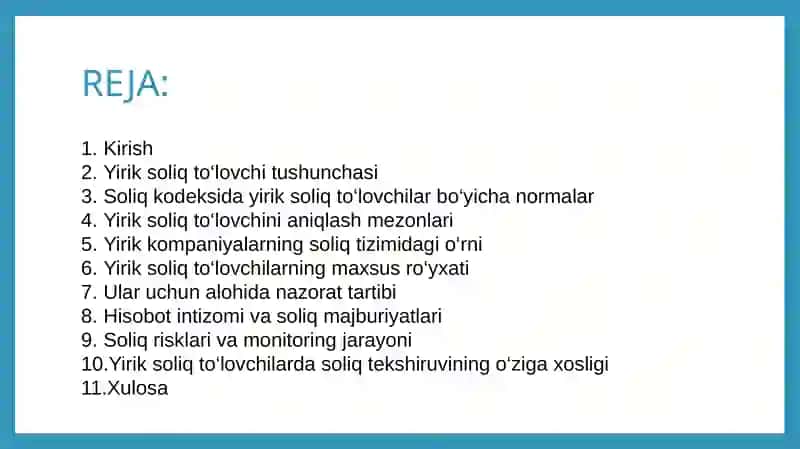 Yirikkompaniyalarning soliq to'lovini o'rgatish 2