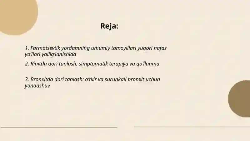 Yuqori nafas yoʻllari yalligʻlanish kasalliklarida rinit bronxitlarda farmatsevtik yordam berish tamoyillari 2