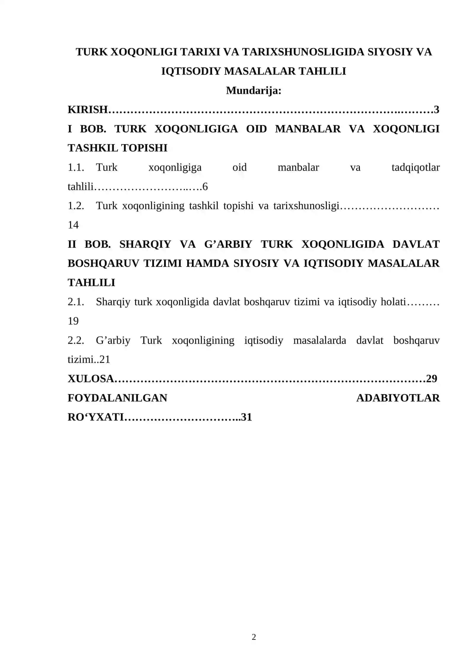 TURK XOQONLIGI TARIXI VA TARIXSHUNOSLIGIDA SIYOSIY VA IQTISODIY MASALALAR TAHLILI 2