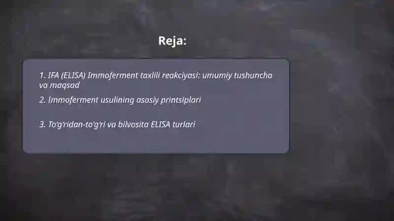 IFA (ELISA) Immoferment taxlili reakciyasi bilan tanishish 2