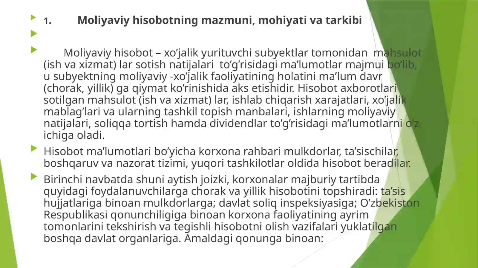 Moliyaviy hisobot Reja 2