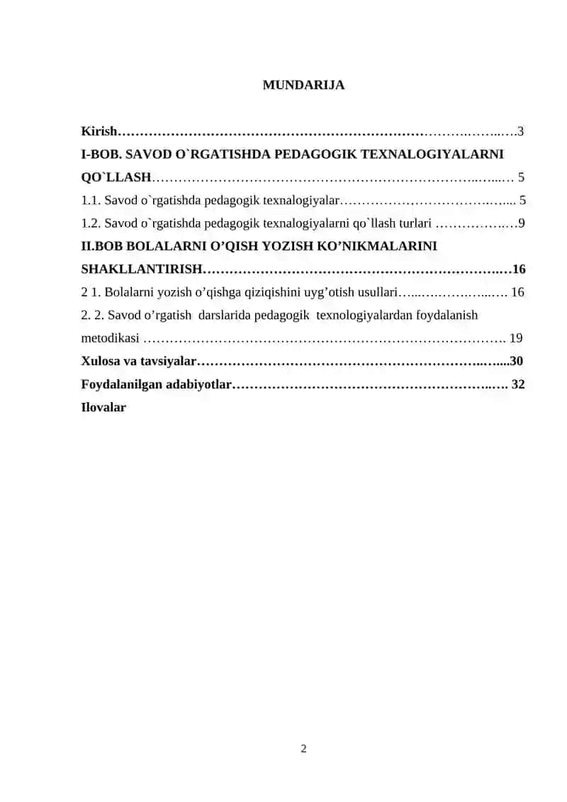 SAVOD O'RGATISH DAVRI DARSLARINI PEDAGOGIK TEXNALOGIYALARDAN FOYDALANISH 2
