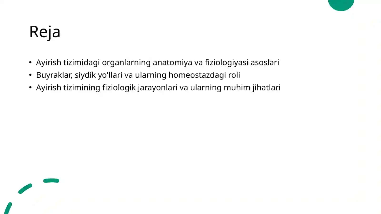 Ayirish tizimiga kiruvchi a'zolarning tuzilishi fizolgiyasi 2