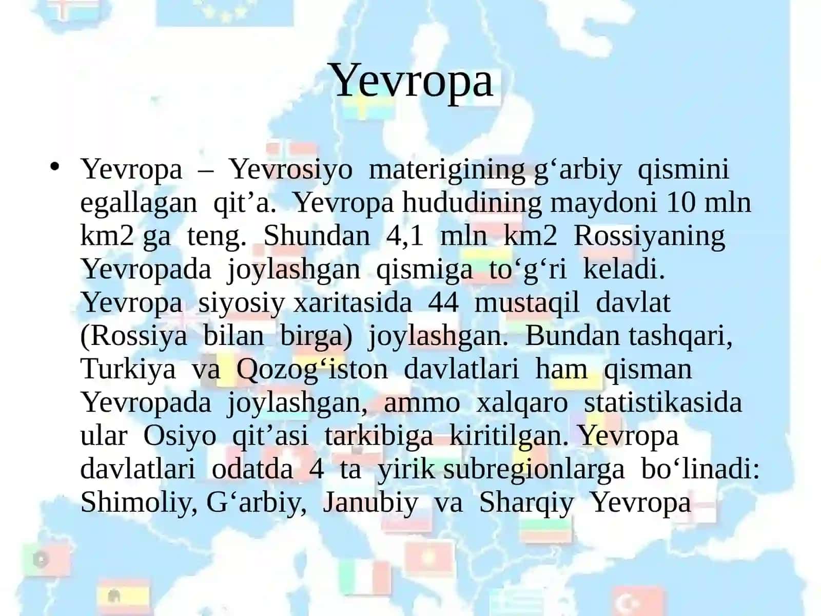 YEVROPA SUBREGIONLARI 2