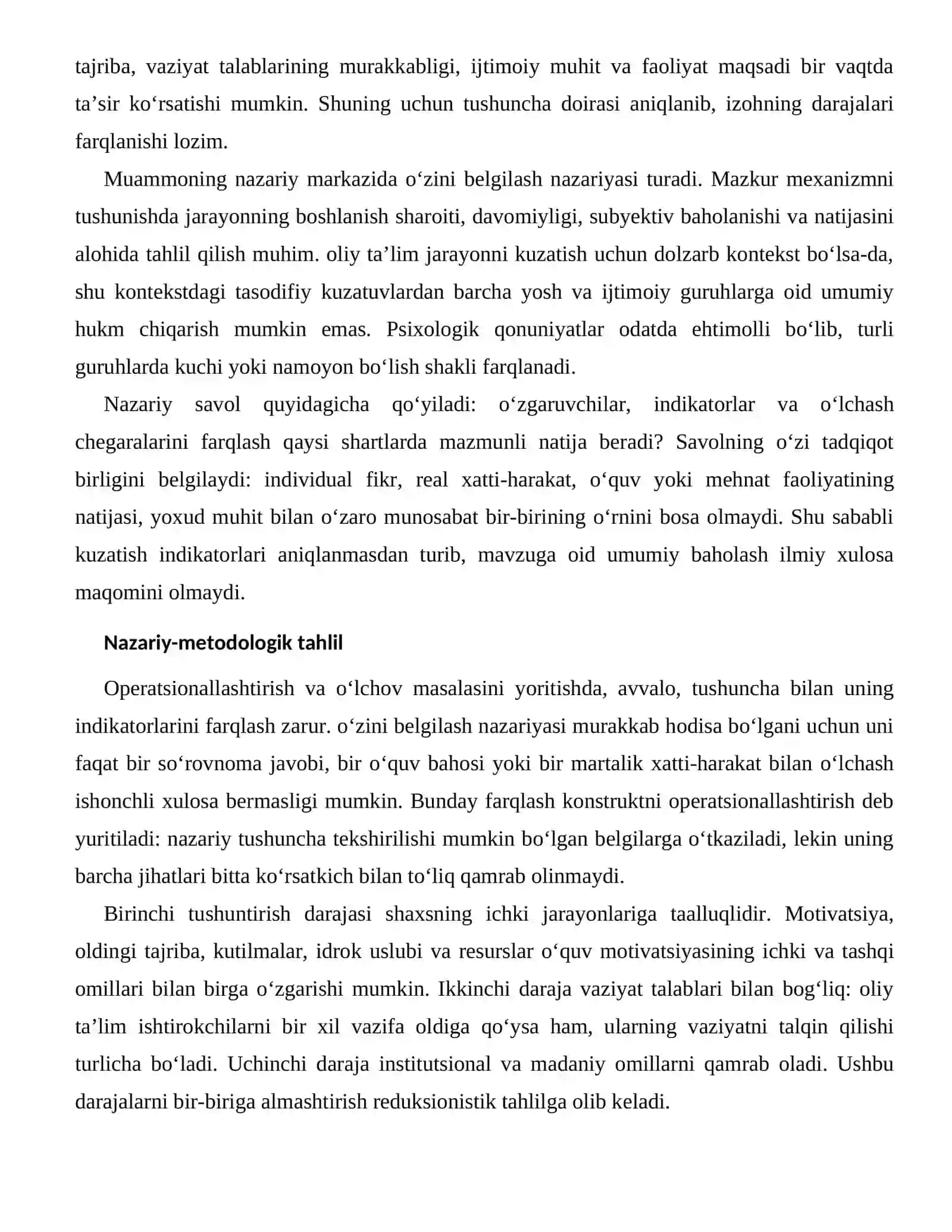 O‘QUV MOTIVATSIYASINING ICHKI VA TASHQI OMILLARI — BAHOLASH VA DIAGNOSTIKA MASALALARI 2