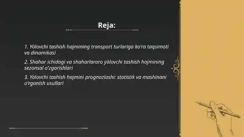 Yòlovchi tashish hajmi va dinamikasini tahlili 2