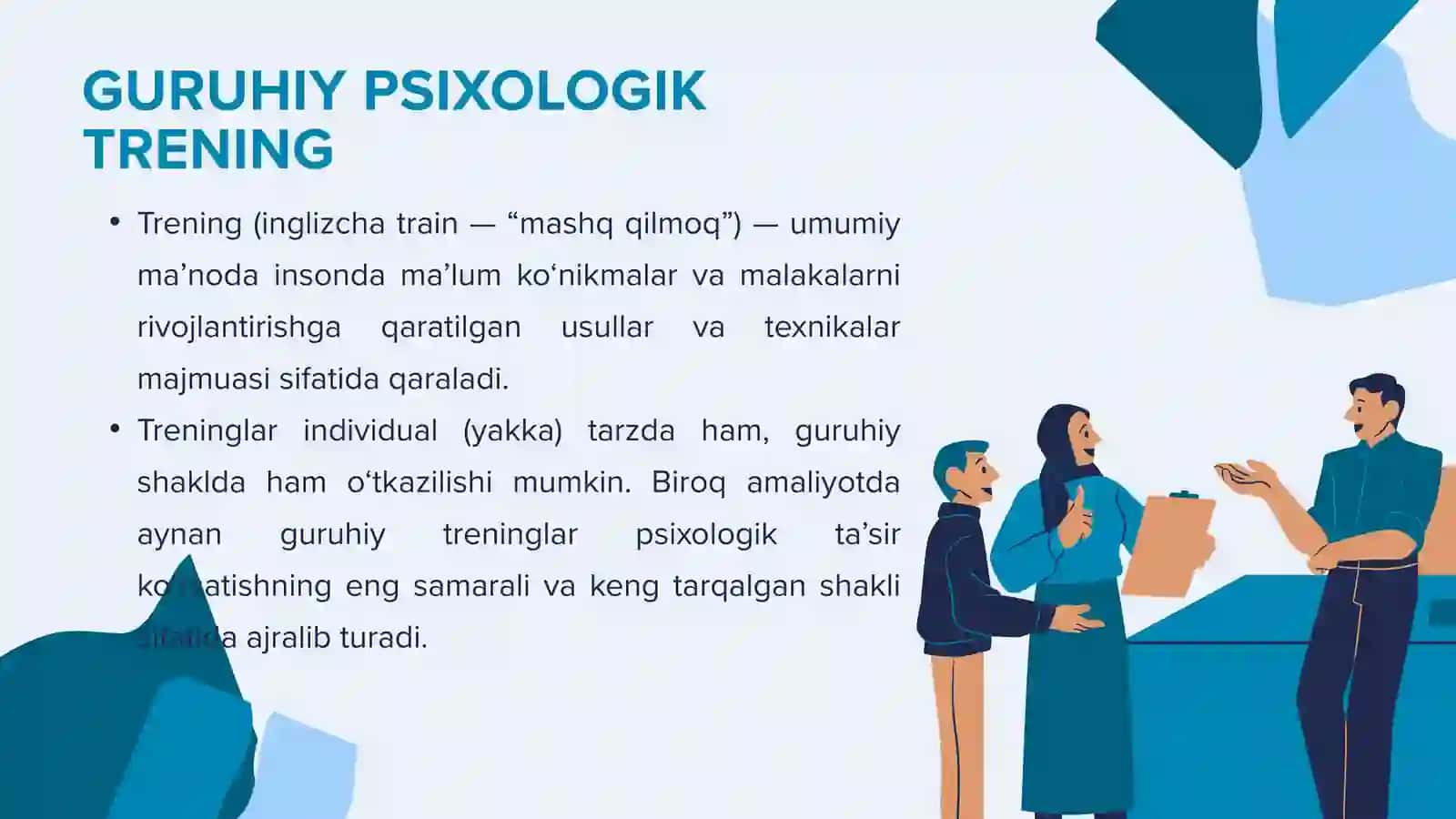 Guruhiy psixologik treninglarni olib borish tartibi 2