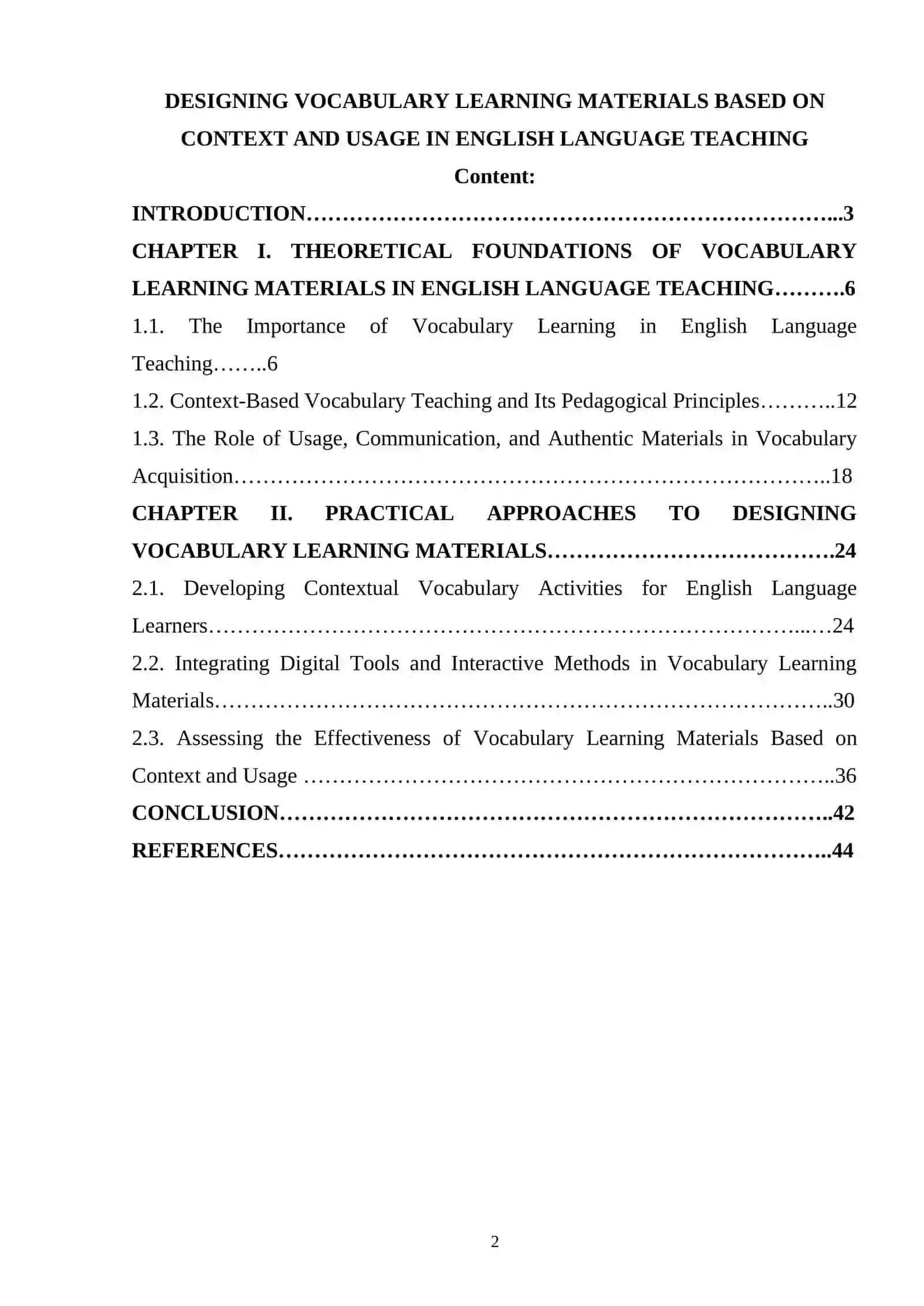 VOCABULARY LEARNING MATERIALS 2