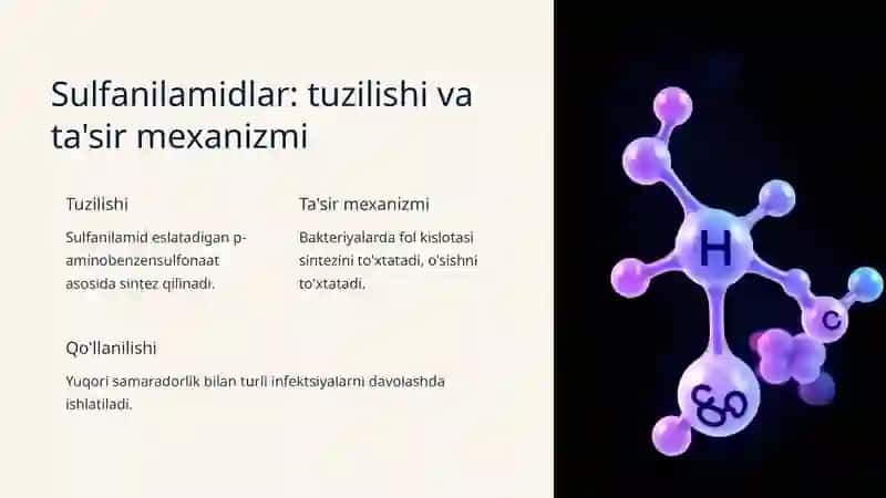 Sulfanilamidlar: tuzilishi va ta'sir mexanizmi 2
