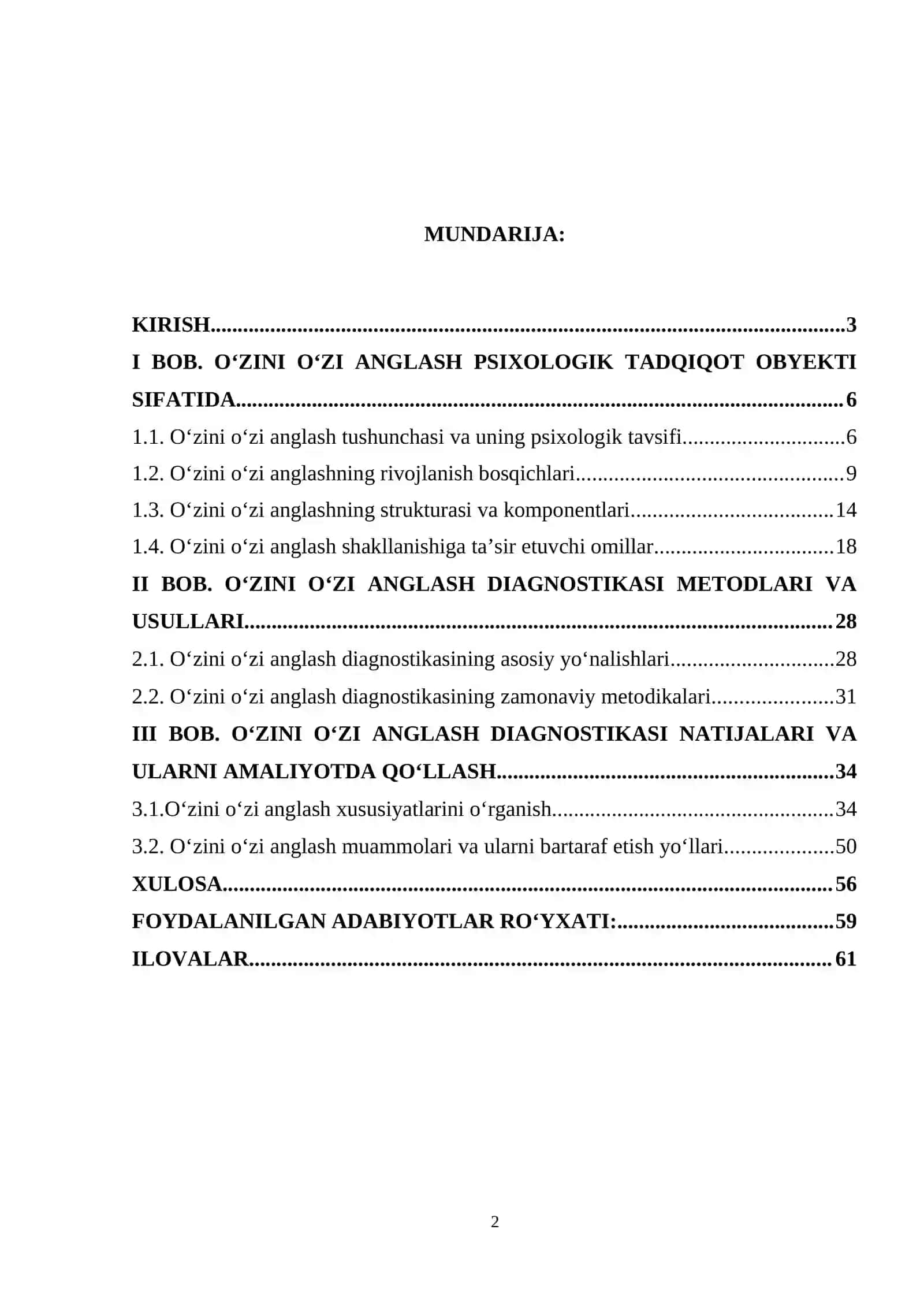 OʻZINI OʻZI ANGLASH PSIXODIAGNOSTIKASI OBYEKTI SIFATIDA 2