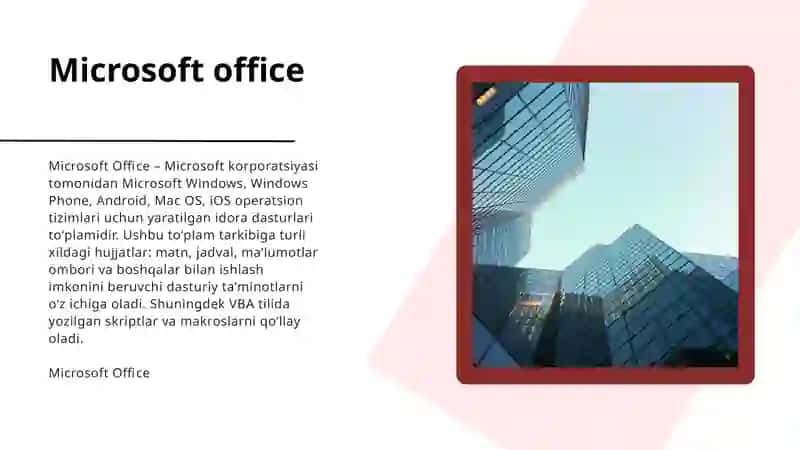 OFIS DASTURLARI(WORD, EXCEL, POWERPOINT 2